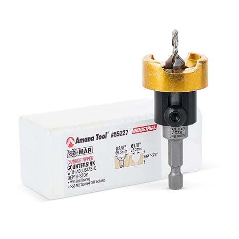 Amana Tool 55227 Carbide Tipped 82 Degree Countersink Set with Adjustable Drill Bit