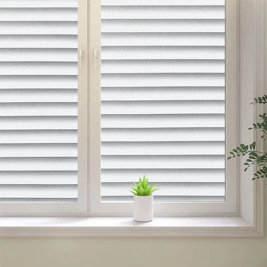 BSHAPPLUS® 17.7"x78.7" Window Privacy Film,Frosted Glass Blackout Window Film,Blinds Pattern Window Sticker