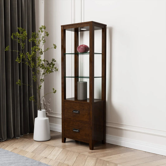 JESONVID Farmhouse Bookshelf with 2 Drawers 3 Shelves