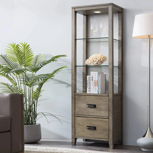 JESONVID Farmhouse Bookshelf with 2 Drawers 3 Shelves