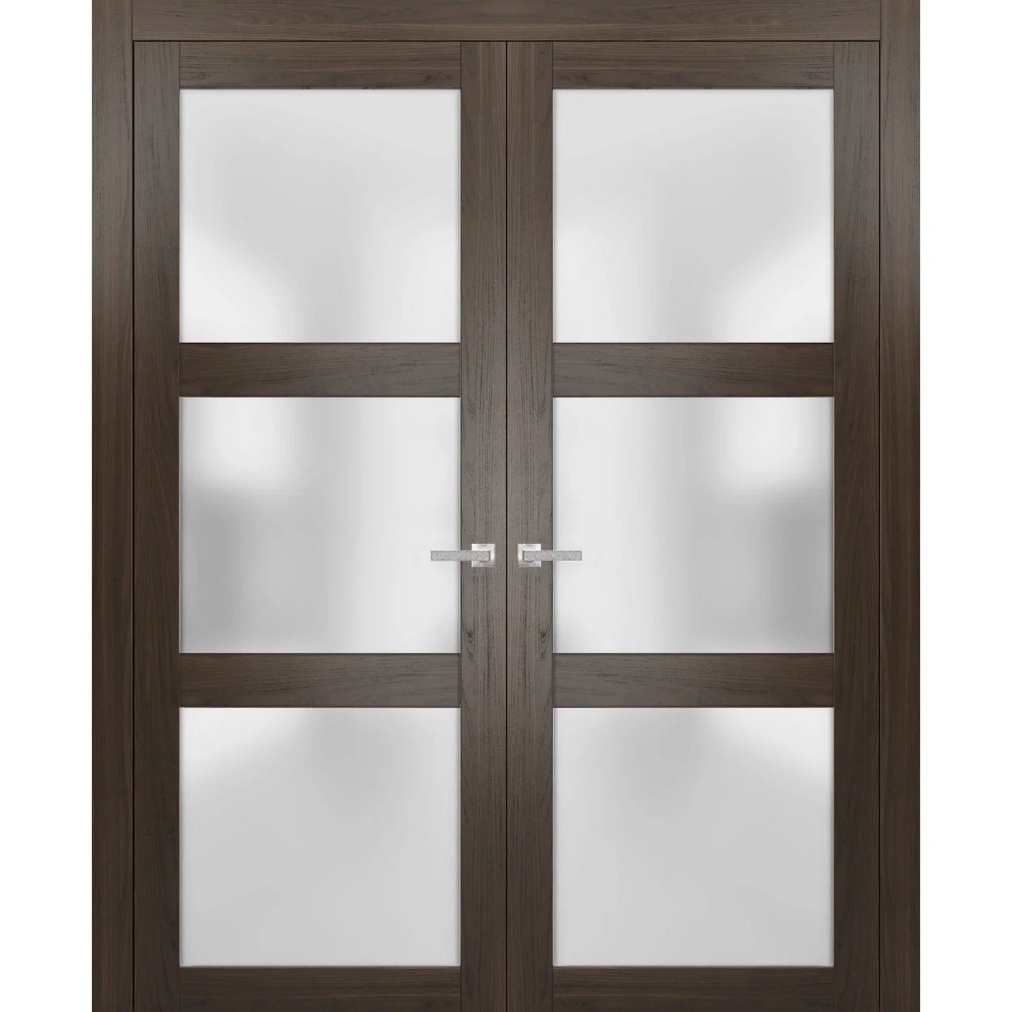 Solid French Double Doors 60 x 80 inches Frosted Glass