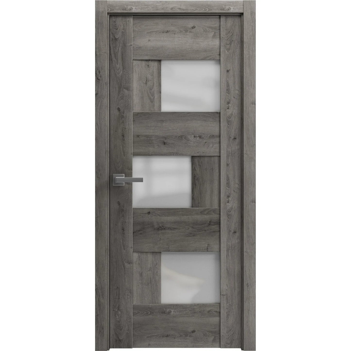 Solid French Pre-Hung Door Frosted Glass | Sete 6933 Nebraska Grey