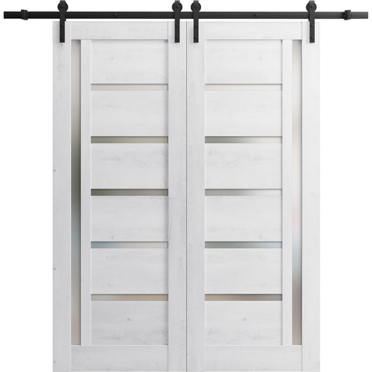 Sturdy Double Barn Door with Frosted Glass | Quadro 4088 Nordic White